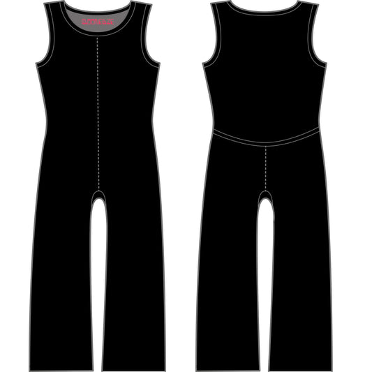 MoonEaze™ | Women's Black Soy Modal French Terry Sleeveless Wide Leg Casual Jumpsuit-Jumpsuits & Rompers-Small-Solid-Hagsters
