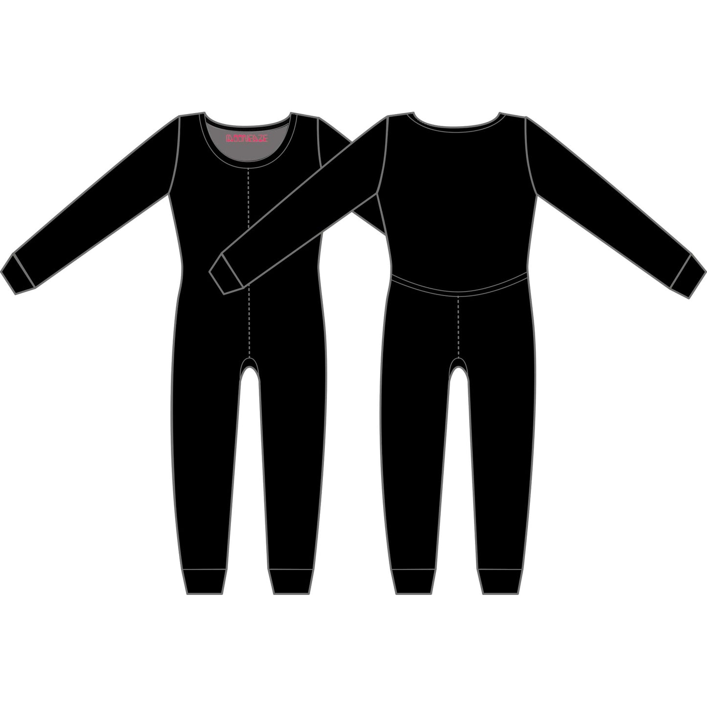 MoonEaze™ | Black French Terry Soy Modal Women's Union Suit - One Piece Long Johns-Union Suit-X-Small-Long Sleeve-Scoop-Hagsters