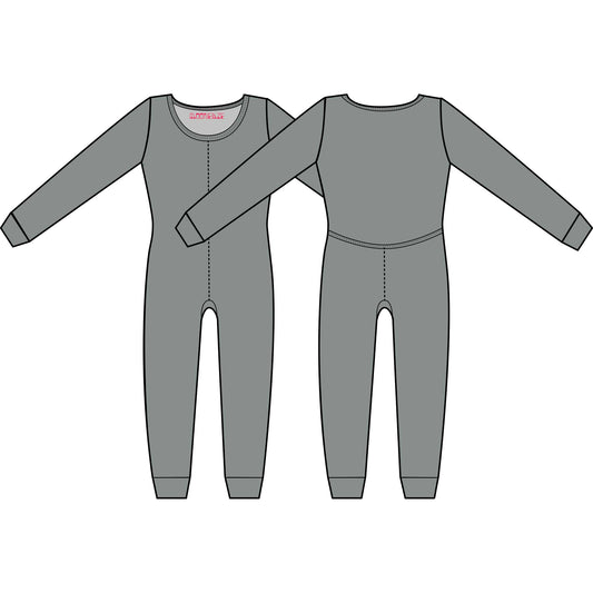 MoonEaze™ | Light Gray Brushed Cotton Modal Women's Union Suit-Union Suit-X-Small-Long Sleeve-Scoop-Hagsters