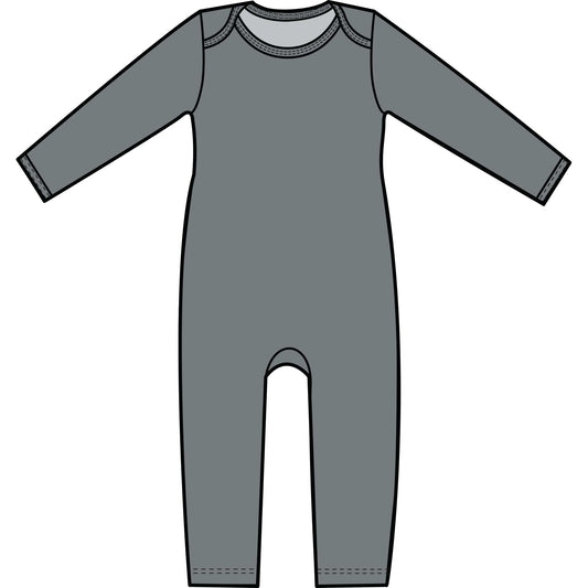 Mod Union™ Infant Long Sleeved Gray Brushed Cotton Modal Knit Baby Union Suit-Baby One-Pieces-0-3 months-Red-Solid-Hagsters