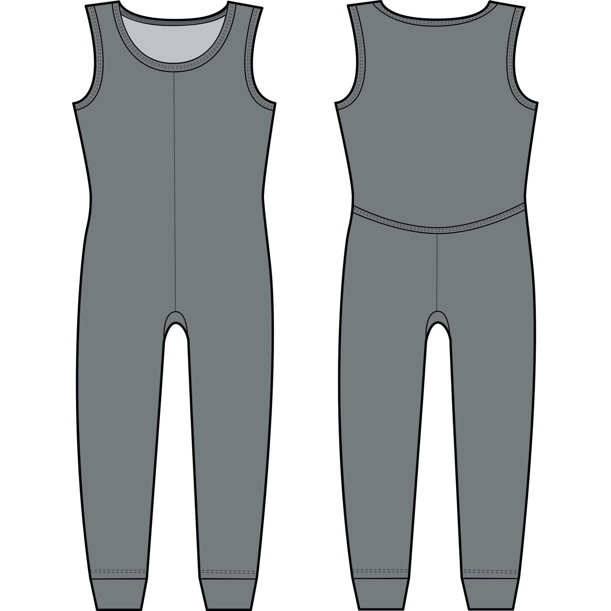 Mod Union™ | CottonComfort Light Grey Sleeveless Women's Union Suit-Loungewear-X-Small-Light Grey-Hagsters
