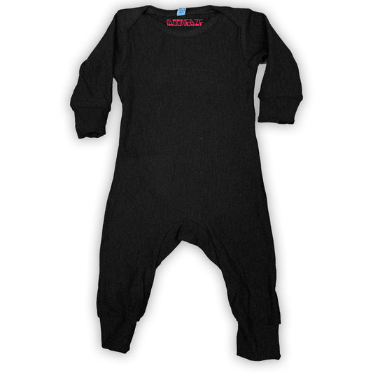 MoonEaze™ | Infant Long Sleeved Black Soy French Terry Baby Union Suit-Baby One-Pieces-0-3 months-Black-Solid-Hagsters