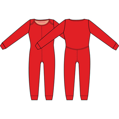 MoonEaze™ | Red Bamboo Organic Cotton Knit Women's Union Suit-Base Layer-X-Small-Long Sleeve-Envelope-Hagsters