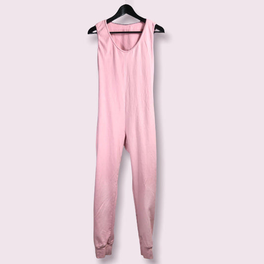 Pink Women's Cotton Knit Sleeveless Union Suit-Loungewear-Small-Hagsters
